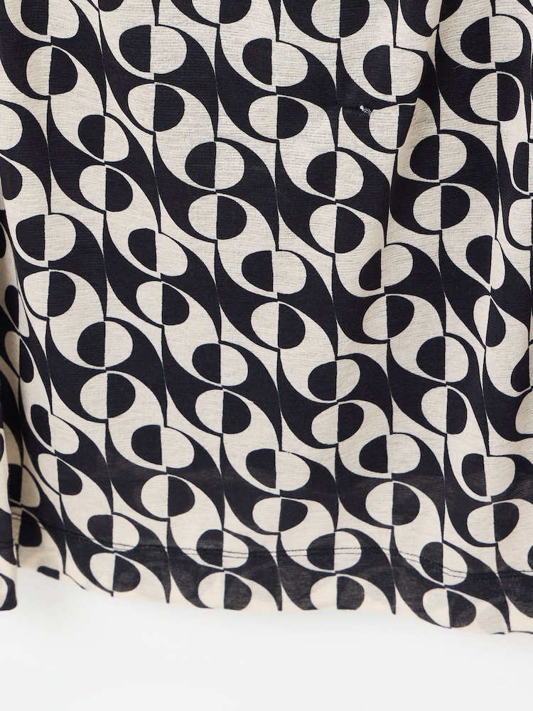 Oliver Bonas Black Floral Print Ruched Midi Dress - Image 8 of 8