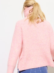 Oliver Bonas Pink Fluffy Roll Neck Knitted Jumper - Image 2 of 8