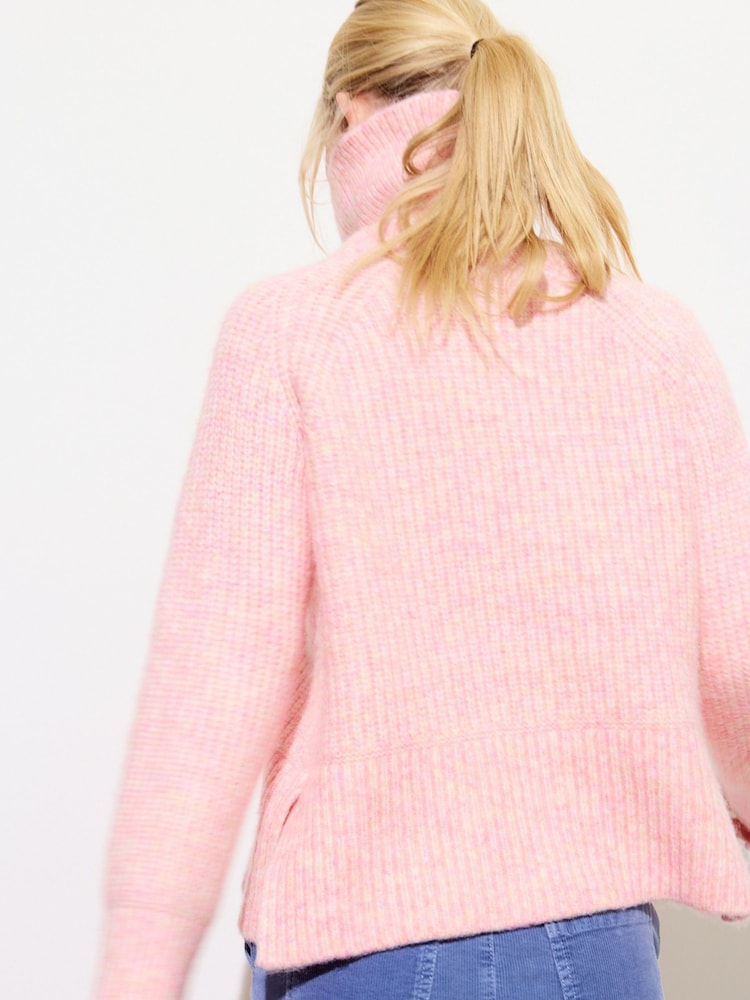 Oliver Bonas Pink Fluffy Roll Neck Knitted Jumper - Image 2 of 8 Oliver Bonas Pink Fluffy Roll Neck Knitted Jumper - Image 2 of 8