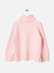 Oliver Bonas Pink Fluffy Roll Neck Knitted Jumper - Image 4 of 8