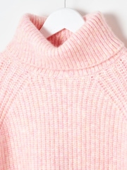 Oliver Bonas Pink Fluffy Roll Neck Knitted Jumper - Image 5 of 8