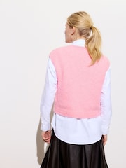 Oliver Bonas Pink Button Up Fluffy Knitted Waistcoat - Image 2 of 7