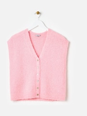 Oliver Bonas Pink Button Up Fluffy Knitted Waistcoat - Image 3 of 7