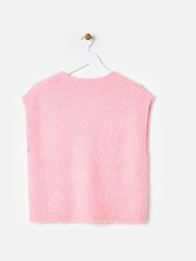 Oliver Bonas Pink Button Up Fluffy Knitted Waistcoat - Image 4 of 7