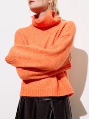 Oliver Bonas Orange Roll Neck Knitted Jumper - Image 1 of 8