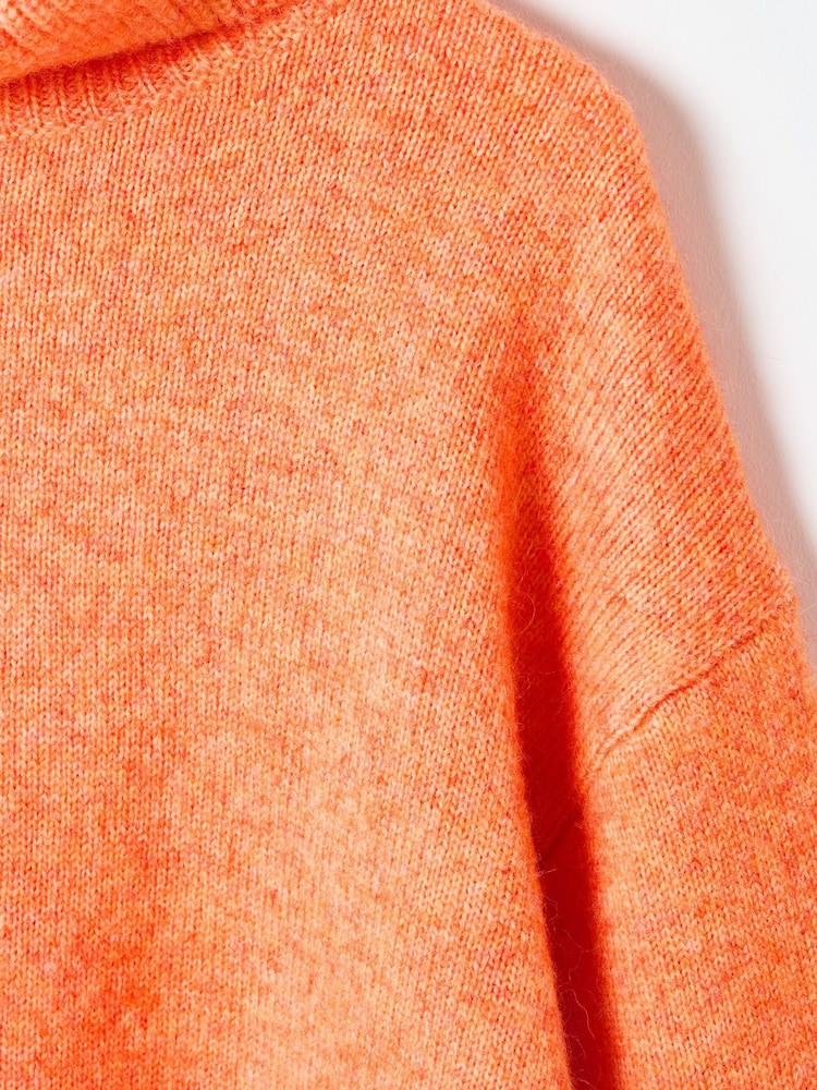 Oliver Bonas Orange Roll Neck Knitted Jumper - Image 8 of 8