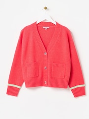 Oliver Bonas Red Coral Pink Knitted Cardigan - Image 3 of 7