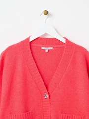 Oliver Bonas Red Coral Pink Knitted Cardigan - Image 5 of 7