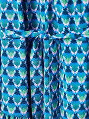 Oliver Bonas Blue Geometric Tiered Mini Dress - Image 5 of 8