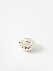 Oliver Bonas Silver Tone Lola Ridged Ear Cuff Earrings - Image 2 of 4