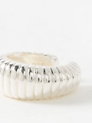 Oliver Bonas Silver Tone Lola Ridged Ear Cuff Earrings - Image 3 of 4