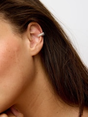 Oliver Bonas Silver Tone Lola Ridged Ear Cuff Earrings - Image 4 of 4