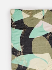 Oliver Bonas Green Abstract Floral Gold Foil Lightweight Scarf - Image 3 of 5