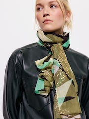 Oliver Bonas Green Abstract Floral Gold Foil Lightweight Scarf - Image 5 of 5