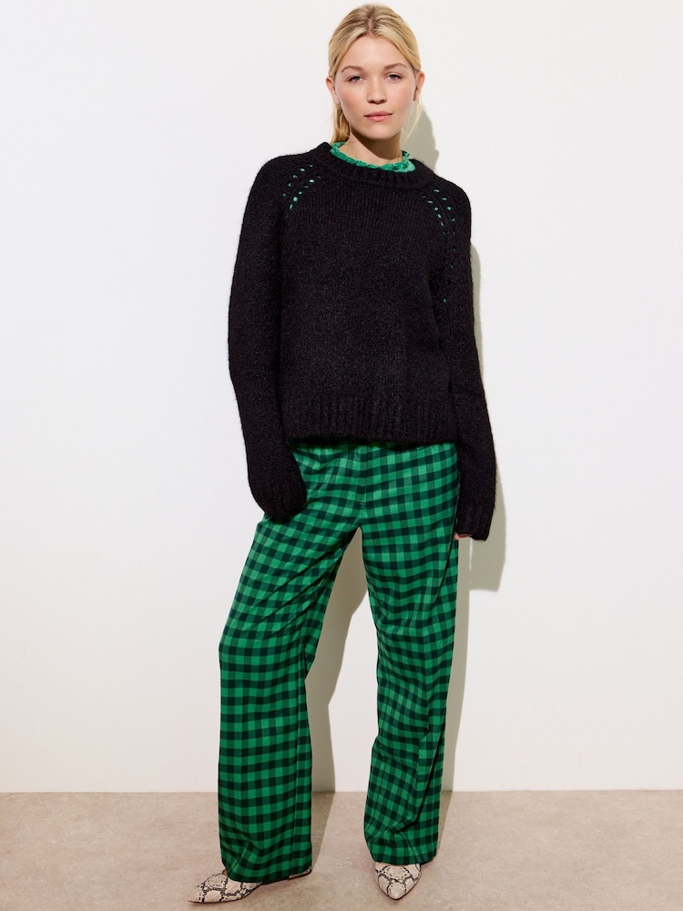 Oliver Bonas Black Pointelle Knitted Jumper - Image 1 of 8 Oliver Bonas Black Pointelle Knitted Jumper - Image 1 of 8