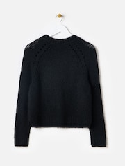 Oliver Bonas Black Pointelle Knitted Jumper - Image 4 of 8