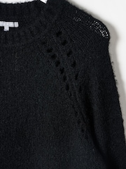 Oliver Bonas Black Pointelle Knitted Jumper - Image 7 of 8