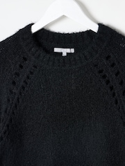 Oliver Bonas Black Pointelle Knitted Jumper - Image 8 of 8