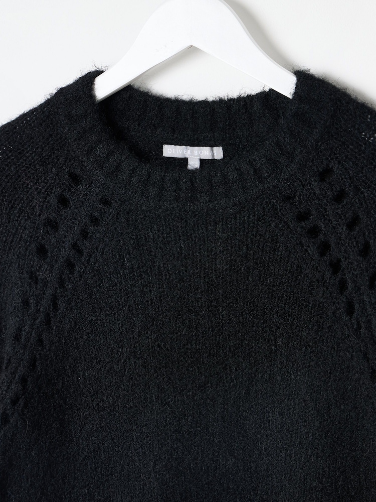 Oliver Bonas Black Pointelle Knitted Jumper - Image 8 of 8 Oliver Bonas Black Pointelle Knitted Jumper - Image 8 of 8
