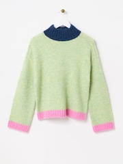 Oliver Bonas Green Colour Block Knitted Jumper - Image 3 of 8