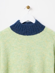 Oliver Bonas Green Colour Block Knitted Jumper - Image 5 of 8