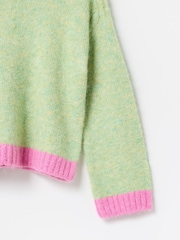 Oliver Bonas Green Colour Block Knitted Jumper - Image 7 of 8
