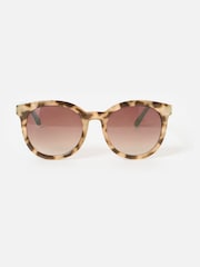 Oliver Bonas Brown Preppy Faux Round Sunglasses - Image 1 of 6