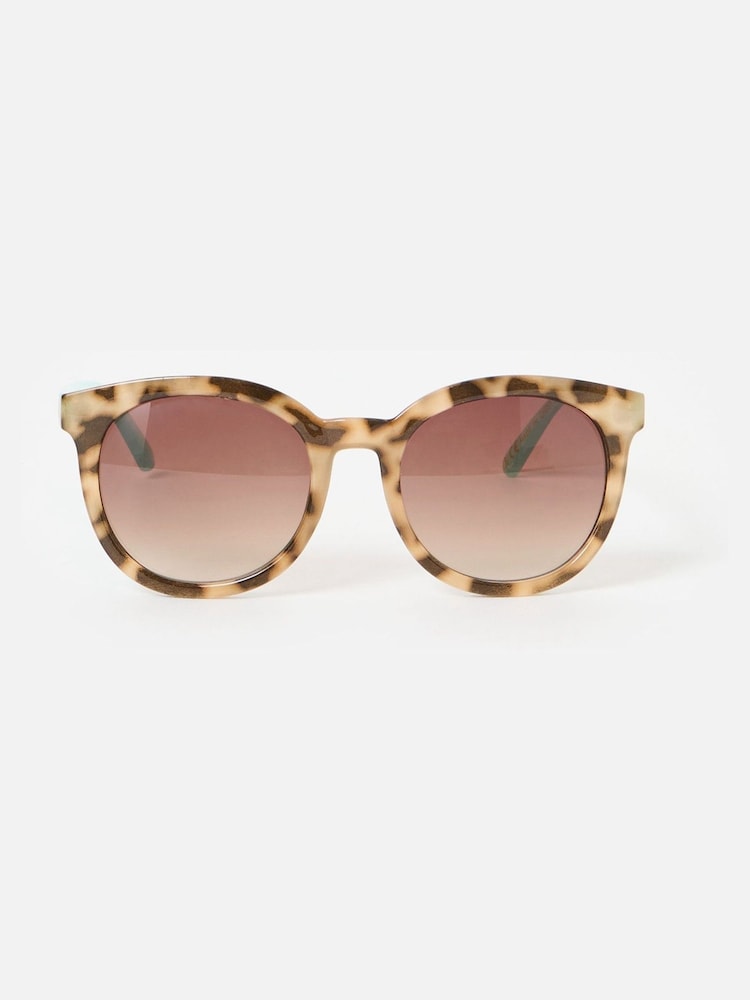 Oliver Bonas Brown Preppy Faux Round Sunglasses - Image 1 of 6