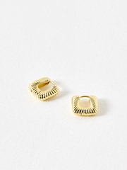 Oliver Bonas Gold Tone Myla Etched Rectangle Hoop Earrings - Image 1 of 4