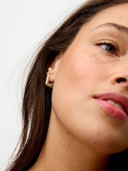 Oliver Bonas Gold Tone Myla Etched Rectangle Hoop Earrings - Image 4 of 4