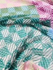 Oliver Bonas Natural Chequerboard Pleated Lightweight Scarf - Image 2 of 5