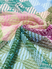 Oliver Bonas Natural Chequerboard Pleated Lightweight Scarf - Image 3 of 5