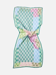 Oliver Bonas Natural Chequerboard Pleated Lightweight Scarf - Image 4 of 5