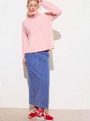 Oliver Bonas Blue Corduroy Midi Skirt - Image 1 of 7