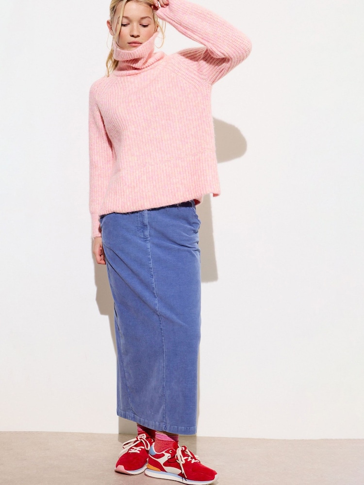 Oliver Bonas Blue Corduroy Midi Skirt - Image 1 of 7