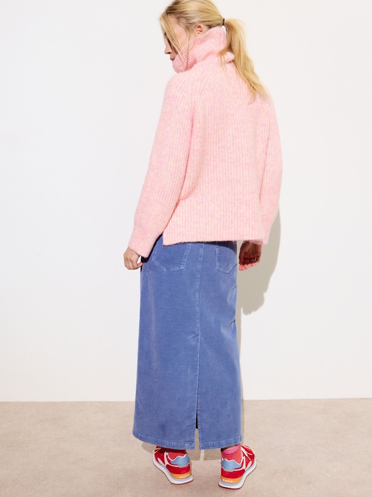 Oliver Bonas Blue Corduroy Midi Skirt - Image 2 of 7
