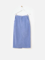 Oliver Bonas Blue Corduroy Midi Skirt - Image 3 of 7