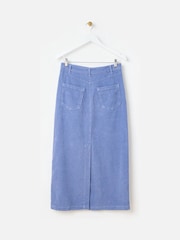 Oliver Bonas Blue Corduroy Midi Skirt - Image 4 of 7