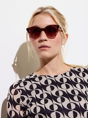 Oliver Bonas Faux Tortoiseshell Square Acetate Sunglasses - Image 6 of 6