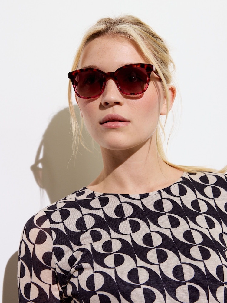 Oliver Bonas Faux Tortoiseshell Square Acetate Sunglasses - Image 6 of 6