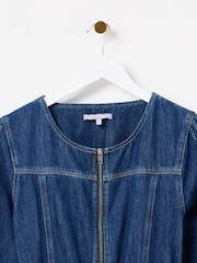 Oliver Bonas Blue Denim Zip-Up 100% Cotton Jumpsuit - Image 4 of 8