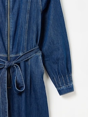 Oliver Bonas Blue Denim Zip-Up 100% Cotton Jumpsuit - Image 8 of 8
