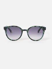 Oliver Bonas Green Preppy Faux Round Acetate Sunglasses - Image 1 of 6