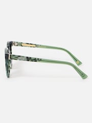Oliver Bonas Green Preppy Faux Round Acetate Sunglasses - Image 3 of 6