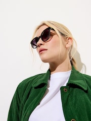 Oliver Bonas Green Preppy Faux Round Acetate Sunglasses - Image 6 of 6