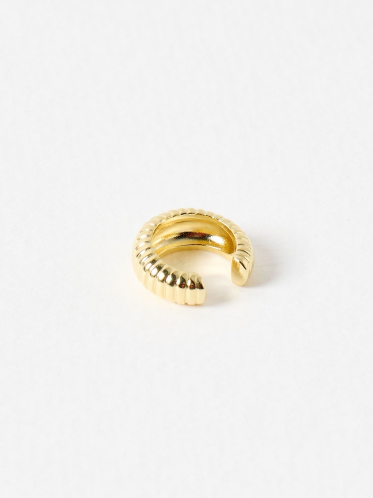 Oliver Bonas Gold Tone Lola Ridged Ear Cuffs - Image 2 of 4