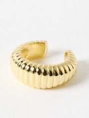 Oliver Bonas Gold Tone Lola Ridged Ear Cuffs - Image 3 of 4