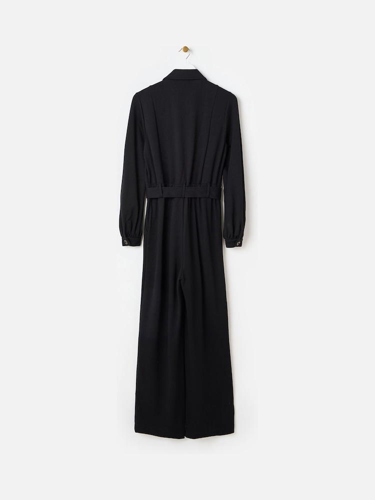 Oliver Bonas Black Button Through Wide Leg Jumpsuit - Image 2 of 8