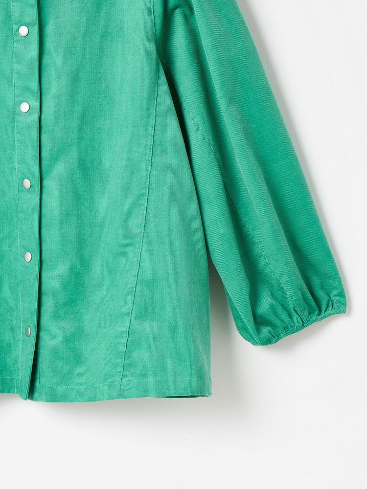Oliver Bonas Green Corduroy Frill Neck 100% Cotton Shirt - Image 8 of 8 Oliver Bonas Green Corduroy Frill Neck 100% Cotton Shirt - Image 8 of 8