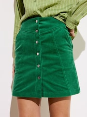 Oliver Bonas Green Corduroy Mini Skirt - Image 2 of 8